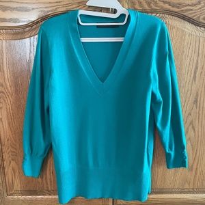 The Limited Turqouise V Neck Knit Sweater Large